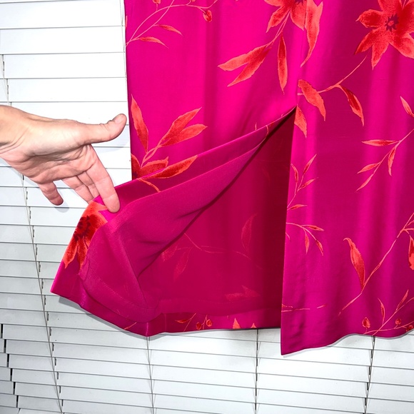 🚫SOLD! •NWT|•JONES NEW YORK•| 100% Silk Pink Orange Hibiscus Floral Skirt - Picture 9 of 14